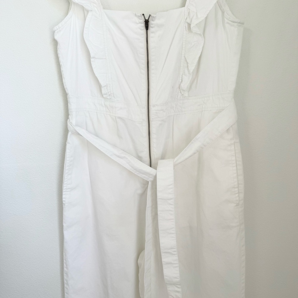 Free People Sun Valley Wide-Leg Jumpsuit w/Ruffles in Ivory White Size 12 - Picture 7 of 16